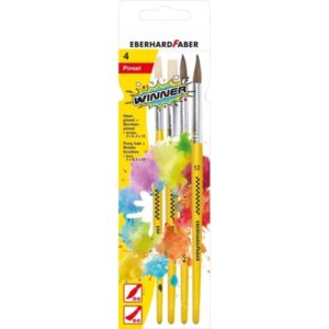 eberhard faber winner pack con 4 pinceles de pelo cerda y pelo poni tamaños 8, 12 virola de aluminio