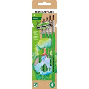 eberhard faber green winner pack con 4 pinceles de pelo sintetico tamaños 0, 1, 2, 4 agarre ergonomico fabricados con un 60% de almidon de maiz