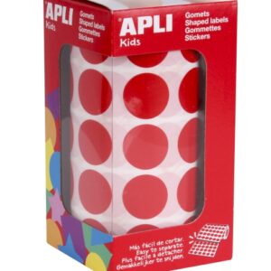 apli rollo de 1770 gomets redondos rojos Ø 20mm adhesivo permanente desarrolla habilidades y capacidades en niños