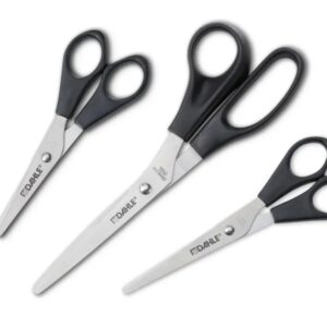 dahle home pack de 3 tijeras de acero inoxidable 13, 15 y 20cm hojas afiladas mangos en plastico abs color negro