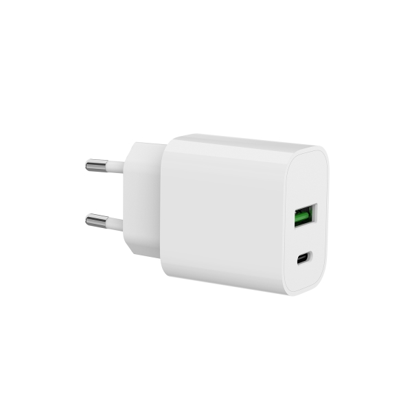 spc cargador de pared usb c/pd + usb a 20w color blanco