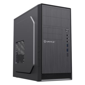 unykach aero c12 v2 caja torre microatx tamaño disco soportado 3.5", 2.5" usb a 3.0, usb c 2.0, audio color negro