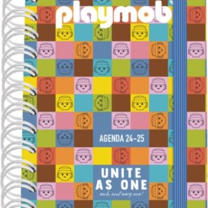 dohe playmobil unite as one agenda escolar 25/26 espiral wire’o a6 dia pagina papel 80g/m2 4 hojas de pegatinas cubierta de carton plastificado cierre con goma elastica