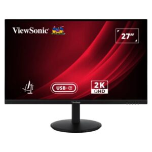 viewsonic vg2709 2k mhdu 2 monitor led 27" ips qhd 2k hdr respuesta 4ms altavoces 5w 16:9 ajustable en altura, giratorio e inclinable hdmi, audio, usb c angulo de vision 178º vesa 100x100mm