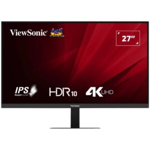 viewsonic va2708 4k hd monitor led 27" ips uhd 4k hdr respuesta 4ms 16:9 ajustable de inclinacion hdmi, displayport, audio angulo de vision 178º vesa 100x100mm
