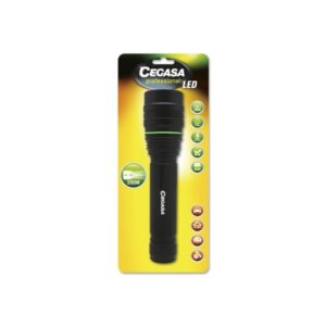 cegasa profesional linterna led 2000lm medidas 24 x 5.5cm fabricada en aluminio 3 posiciones funciona con 9 pilas aa (no incluidas)