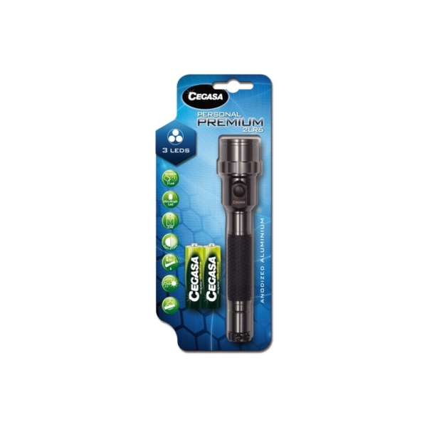 cegasa personal premium linterna 20lm fabricada en aluminio anodizado resistencia a golpes y humedad funciona con 2 pilas lr6 (incluidas)