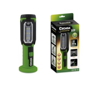 cegasa profesional linterna led 3 paneles led y frontal 3 modos de iluminacion funciona con 3 pilas aaa (no incluidas) color negro/verde