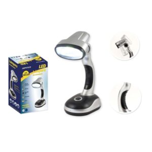 jupiter lampara de sobremesa cob led 40lm tambien se puede usar como linterna funciona con 3 pilas aa color plata/negro