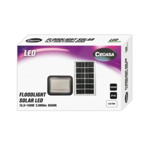 cegasa floodlight foco solar led 2000lm 6500k panel solar integrado 5v 15w autonomia hasta 12h resistencia ip65