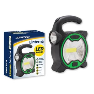 jupiter linterna cob+1 led foco bombilla 160lm, foco led 60lm funciona con 3 pilas aa (no incluidas) color negro/verde