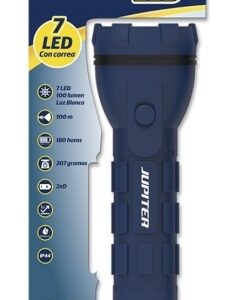 jupiter linterna de luz blanca 7 led 100lm cuerpo de goma resistencia ip44 funciona con 2 pilas d r20 (no incluidas) color azul