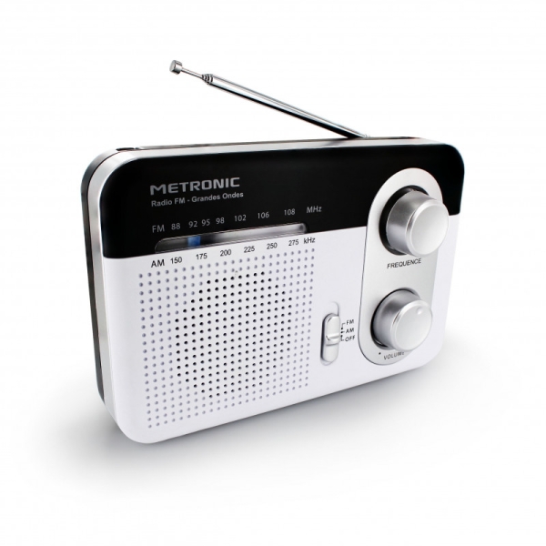 metronic radio portatil am/fm y onda larga colo blanco
