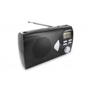 metronic radio portatil am/fm con funcion alarma pilas color negro