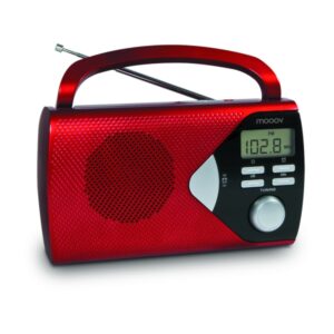 metronic radio portatil am/fm con funcion alarma pilas color rojo