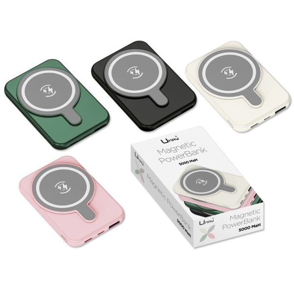 umay magnetic powerbank magnetica 5000mah salidas usb e inalambrica colores surtidos aleatorios