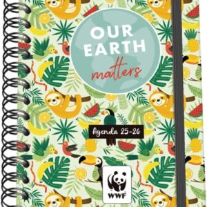 dohe wwf tropic agenda escolar 25/26 espiral wire’o a5 semana vista papel 80g/m2 4 hojas de pegatinas cubierta de carton plastificado cierre con goma elastica