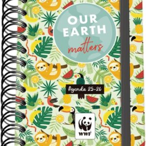 dohe wwf tropic agenda escolar 25/26 espiral wire’o a6 dia pagina papel 80g/m2 4 hojas de pegatinas cubierta de carton plastificado cierre con goma elastica
