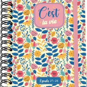 dohe c´est la vie agenda escolar 25/26 espiral wire’o a5 semana vista papel 80g/m2 4 hojas de pegatinas cubierta de carton plastificado cierre con goma elastica