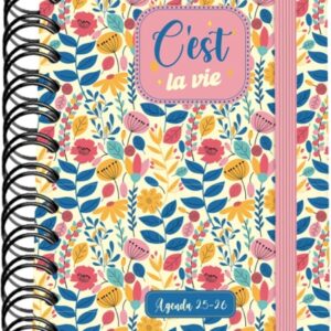 dohe c´est la vie agenda escolar 25/26 espiral wire’o a6 dia pagina papel 80g/m2 4 hojas de pegatinas cubierta de carton plastificado cierre con goma elastica