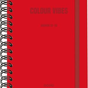 dohe colour vibes agenda escolar 25/26 espiral wire’o a5 semana vista papel 80g/m2 4 hojas de pegatinas cubierta de carton plastificado cierre con goma elastica color rojo