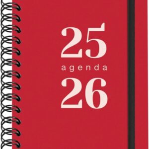 dohe grammar agenda escolar 25/26 espiral a5 dia pagina papel 80g/m2 cubierta de polipropileno cierre de goma elastica color rojo