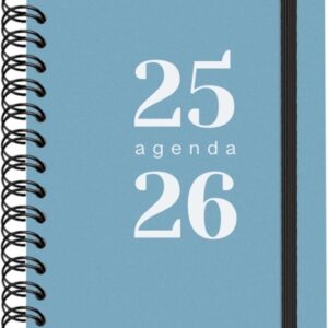 dohe grammar agenda escolar 25/26 espiral a5 dia pagina papel 80g/m2 cubierta de polipropileno cierre de goma elastica color azul