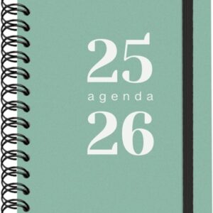 dohe grammar agenda escolar 25/26 espiral a5 dia pagina papel 80g/m2 cubierta de polipropileno cierre de goma elastica color verde