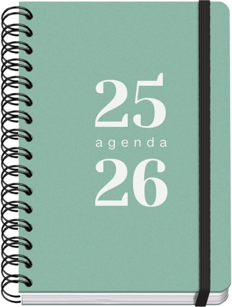 dohe grammar agenda escolar 25/26 espiral a5 dia pagina papel 80g/m2 cubierta de polipropileno cierre de goma elastica color verde