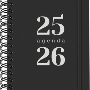 dohe grammar agenda escolar 25/26 espiral a5 dia pagina papel 80g/m2 cubierta de polipropileno cierre de goma elastica color negro