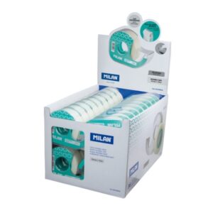 milan expositor de 36 cintas adhesivas invisibles con dispensador medidas 19mm x 33m color transparente mate