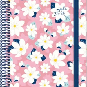 dohe camomille agenda escolar 25/26 espiral a5 semana vista papel 70g/m2 4 hojas de pegatinas cubierta de carton plastificado cierre con goma elastica