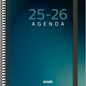 dohe boreal agenda escolar 25/26 espiral a5 semana vista papel 70g/m2 4 hojas de pegatinas cubierta de carton plastificado cierre con goma elastica
