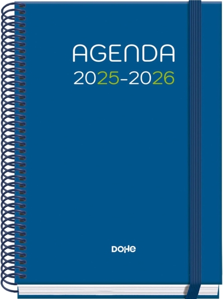 dohe logic agenda escolar 25/26 espiral a5 semana vista papel 70g/m2 4 hojas de pegatinas cubierta de carton plastificado cierre con goma elastica
