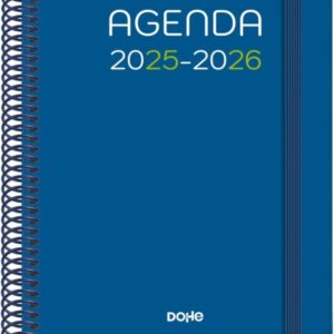 dohe logic agenda escolar 25/26 espiral a5 dia pagina papel 70g/m2 4 hojas de pegatinas cubierta de carton plastificado cierre con goma elastica