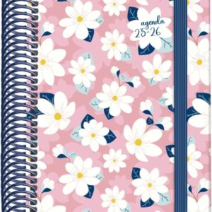 dohe camomille agenda escolar 25/26 espiral a6 dia pagina papel 70g/m2 4 hojas de pegatinas cubierta de carton plastificado cierre con goma elastica