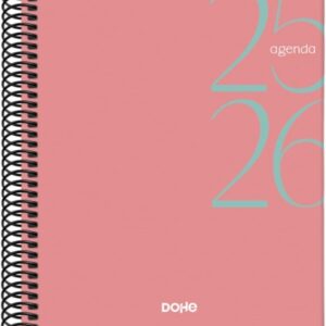 dohe system agenda escolar 25/26 espiral a5 dia pagina papel 70g/m2 cubierta de carton plastificado color rosa
