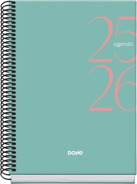 dohe system agenda escolar 25/26 espiral a5 dia pagina papel 70g/m2 cubierta de carton plastificado color verde