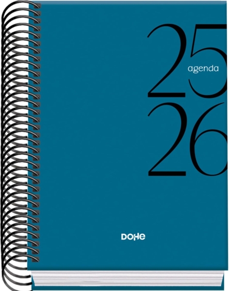 dohe system agenda escolar 25/26 espiral a6 dia pagina papel 70g/m2 cubierta de carton plastificado color azul