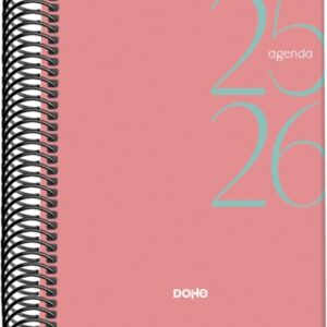 dohe system agenda escolar 25/26 espiral a6 dia pagina papel 70g/m2 cubierta de carton plastificado color rosa