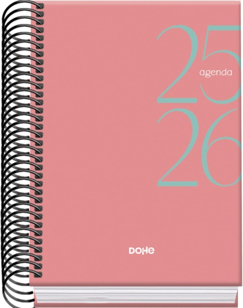 dohe system agenda escolar 25/26 espiral a6 dia pagina papel 70g/m2 cubierta de carton plastificado color rosa