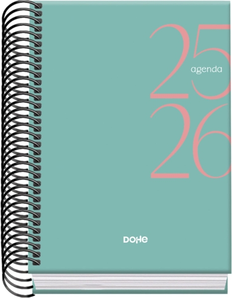dohe system agenda escolar 25/26 espiral a6 dia pagina papel 70g/m2 cubierta de carton plastificado color verde