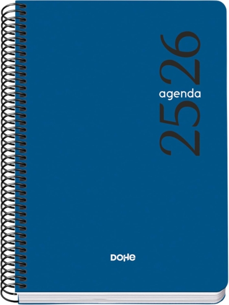 dohe esencial agenda escolar 25/26 espiral a5 semana vista papel 70g/m2 cubierta en polipropileno color azul