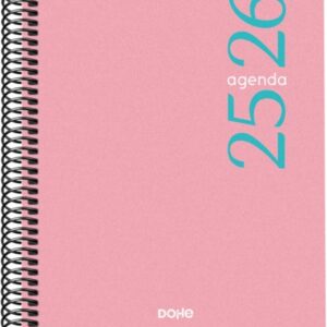 dohe esencial agenda escolar 25/26 espiral a5 semana vista papel 70g/m2 cubierta en polipropileno color rosa