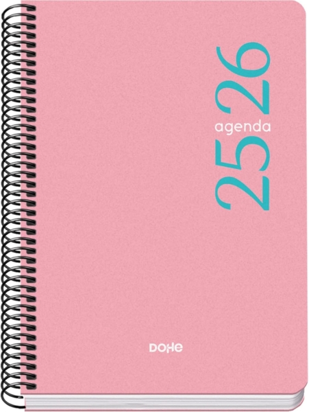 dohe esencial agenda escolar 25/26 espiral a5 semana vista papel 70g/m2 cubierta en polipropileno color rosa