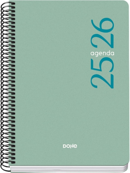 dohe esencial agenda escolar 25/26 espiral a5 semana vista papel 70g/m2 cubierta en polipropileno color verde
