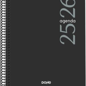 dohe esencial agenda escolar 25/26 espiral a5 semana vista papel 70g/m2 cubierta en polipropileno color negro