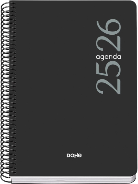 dohe esencial agenda escolar 25/26 espiral a5 semana vista papel 70g/m2 cubierta en polipropileno color negro