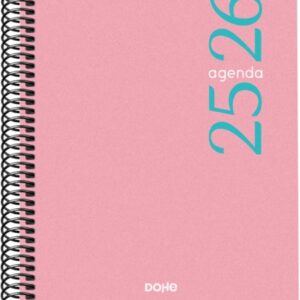 dohe esencial agenda escolar 25/26 espiral a5 dia pagina papel 70g/m2 cubierta en polipropileno color rosa