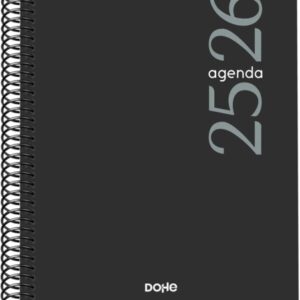 dohe esencial agenda escolar 25/26 espiral a5 dia pagina papel 70g/m2 cubierta en polipropileno color negro